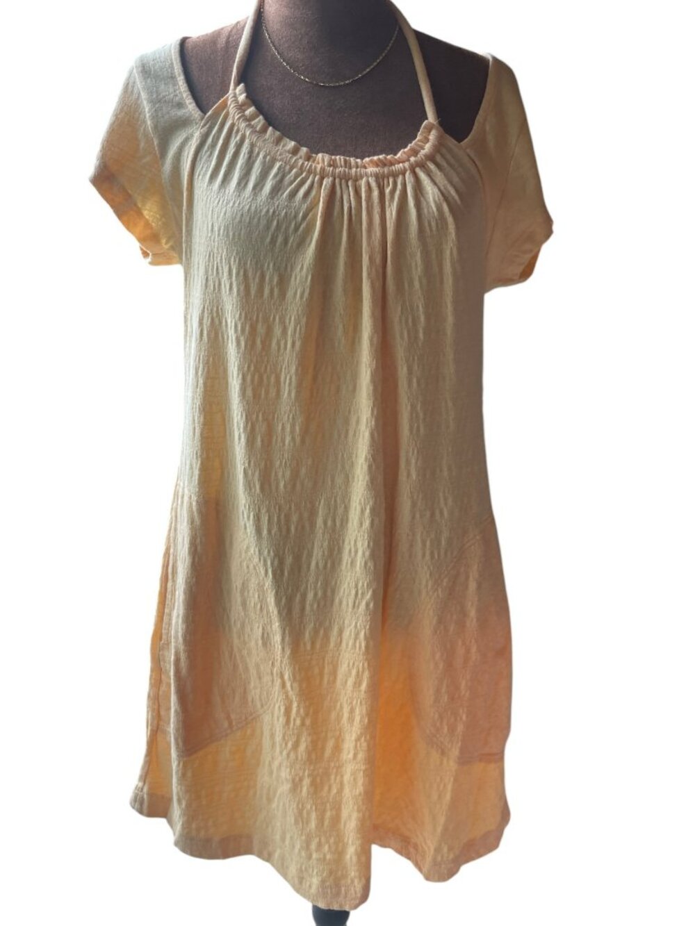 Free People Beach Vivi Open Back Peach Textured Mini Dress Size Med Boho CoverUp